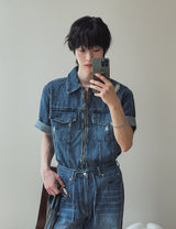 Ute Vintage Crop Short Sleeve Denim Jacket