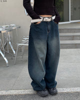 Back pocket mega denim pants