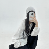 (LOVELY + HIP♥)レタリング長袖Tシャツ - 2カラー