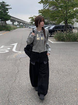 I Love ストライプフードジップアップ
