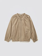 Shirring Zip-up Blouse Jumper_Beige