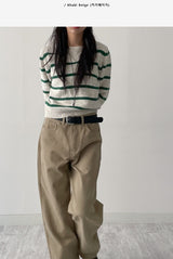 [Unisex] ステッチコットンワイドパンツ