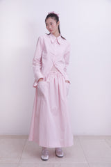 Gingham Check piping hair scrunchie (PINK)