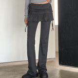 Pinshu Currot Flared String Skirt Bootscut Pantskirt Pants