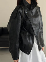 Move high neck leather jacket