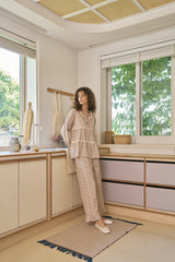 (24230WTLLN) ULLALA PAJAMAS Mazzle Long Sleeve Two-Piece Cream (30'S) Free Size