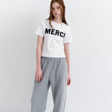 Lace Lining Track Pants_Melange Gray