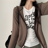 Sty Stripe Two Way Slim Hooded Zip-Up