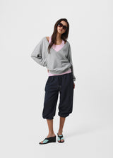 [B-BASIC] Mid-Sweat Deep V-Neck Sweatshirt