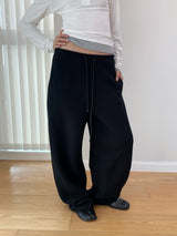 texture cotton sweat banding pants