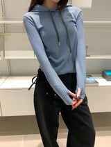 ストライプクロップフードロングスリーブ(3color)