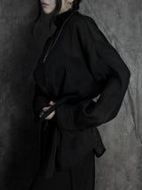 chiffon scarf high-neck shirt (2color)