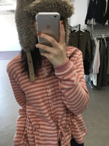 Fleece Stripe Frill Cardigan (4 Colors)