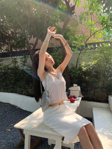 Mini heart V-neck sleeveless tee