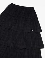 Twister Star Check Tiered Skirt - Black 
