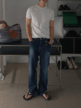 ASCLO Coolever Crease Semi Wide Denim Pants (3color)
