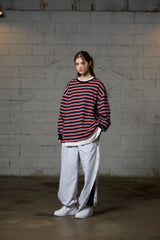 JERRY STRIPE OVERFIT LONG SLEEVE T-SHIRT / NAVY