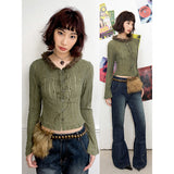 Printed deadwood print fur-collared cardigan
