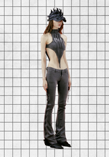 RIBBON BOOTS CUT PANTS