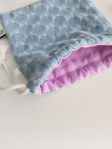 denim ribbon string pouch - light blue S