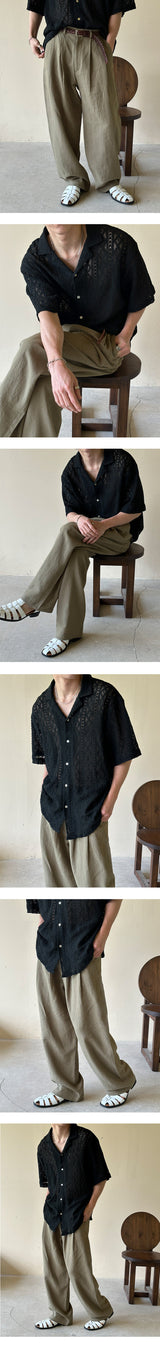 [UNISEX] Fabric see through open kara shirts (2color)