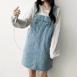 Monthly pocket suspender dress