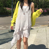 ソイフリルレースチェックビスチェスリーブレスドレス 1 カラー