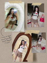 アイラブユー タイトラウンドスパンデックス半袖Tシャツ