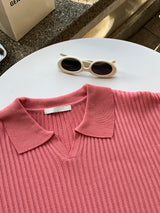 LMN Romal Air Cool Bali Open Collar V-Neck Short Sleeve Knitwear (10 colors)