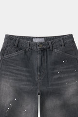 エイジスプラッターカーペンターデニムショーツ(Washed Black)