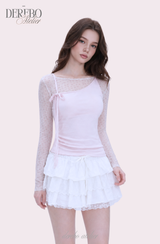 Baby Pink Floral Layered Long Sleeve T-Shirt