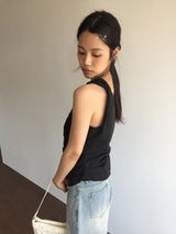 One-shoulder draping blouse (2color)