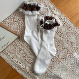 Classic Check Frill Ribbon Mid-Calf Socks