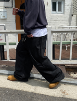 No.0858 HストライプPFワイドスナップパンツ