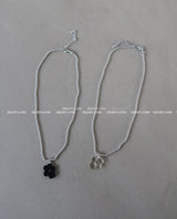 Flower pendant military string necklace