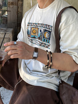 Look Stubbo Ethnic Graphic Pigment Oversized Short Sleeve T-Shirt