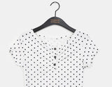 Addie Dot Button Shirring Short Sleeve T-Shirt