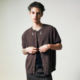 filigree half sleeve summer cardigan brown