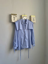 TRENCH RIBBON SHIRT / SKYBLUE