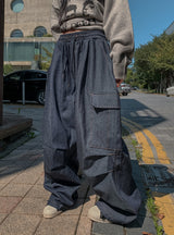 Natey Raw Edge Balloon Denim Pants