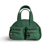 HALF MOON SHOULDER HAND BAG_SMALL-Hybrid lreather Greenblack