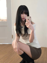 ヘアリーオフショルダートップス (3 colors)
