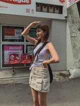 スリーポケットローライズスカートパンツ