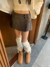 ラップチェックプリーツミニスカート