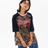 Strawberry Overfit Raglan T-shirt [Camo Beige]