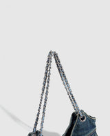 denim pocket chain cross shoulder bag