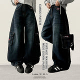 Right street pocket embroidery ワイドデニムパンツ
