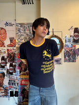 Unicorn Typho Ringer Crop Short Sleeve Navy