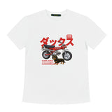 バイクダックスフンドショートスリーブTシャツ_ホワイト