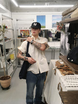 No.1818 2way roll up half SHIRT (3color)